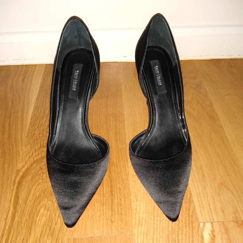 WHBM Black Satin 3 inch heels sz 10